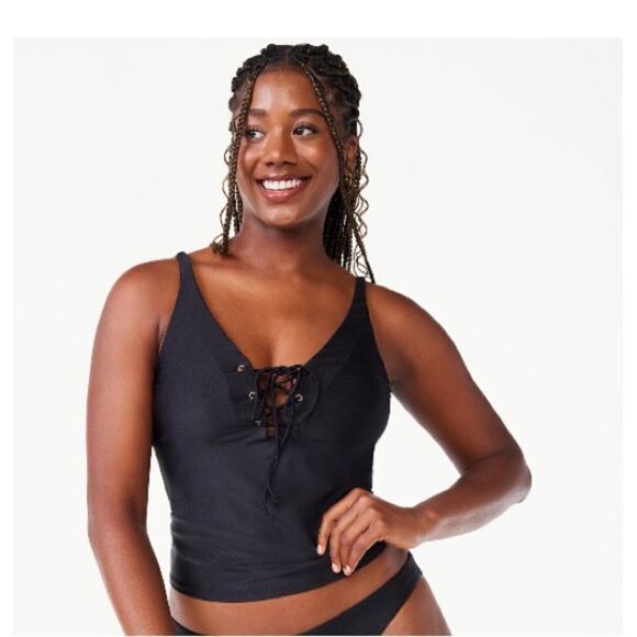 Women's Shimmer Lace-Up Tankini Top Swimsuit Bathing Suit Size XS - Picture 4 of 7